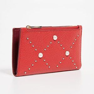 Kate Spade Red Mikey Pearl Bifold Wallet